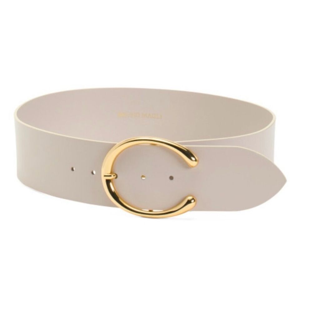 Bruno Magli Women's Belt with Gold Buckle and Cream Strap NWT